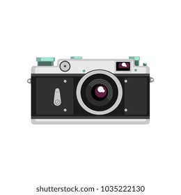 Old film camera vector Illustration on a white background