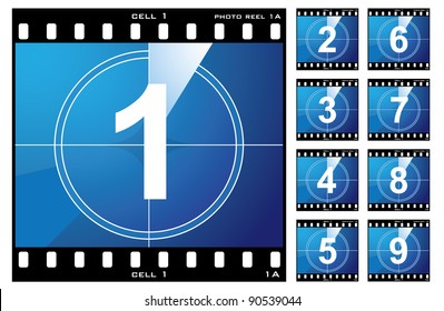 Old Film Cell Elements Count Down Numbers