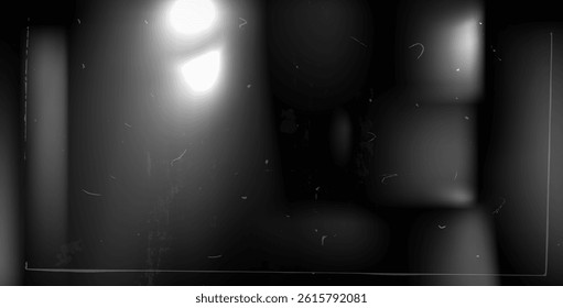 Old film grain light gradient frame. Camera noise filter. Abstract retro photo texture flare error effect background. Vintage screen with dust scratch. Blur black and white vector grunge backdrop.