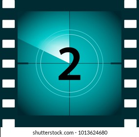 Old film movie countdown frame. Old vintage retro cinema vector timer count.