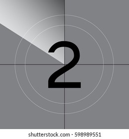 Old film movie countdown frame. Old vintage retro cinema vector timer count