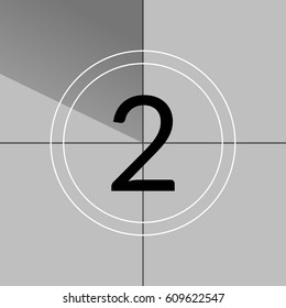 Old film movie countdown frame. Old vintage retro cinema vector timer count.