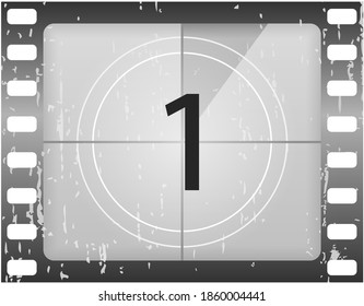 Old Film Movie Timer Count. Movies Countdown Vectors Set. Big Set A Classic Film Countdown Frame At The Number One, Two, Three, Four, Five, Six, Seven, Eight And Nine. Vector Illustration, Eps 10.