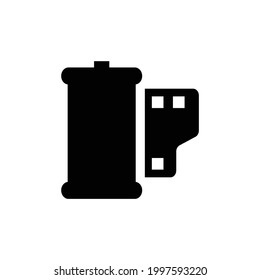 Old film roll vector icon, isolated on white background