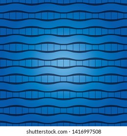 Old film strip black blue gradation seamless pattern retro style. Vector illustration.