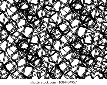 Old film strip black white seamless pattern retro style. Vector illustration.