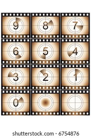 Old film strip countdown with grunge look