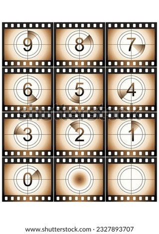 Old film strip countdown with grunge look