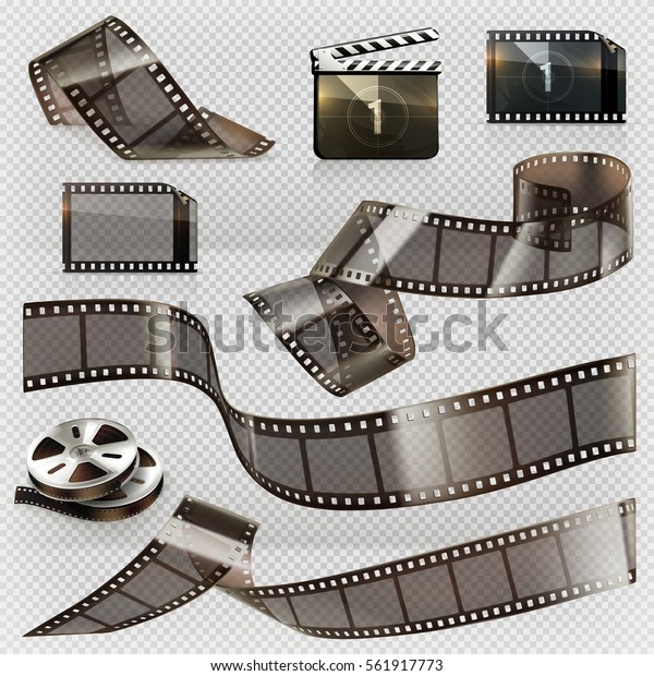 Old film\
strip with transparency. 3d vector icon\
set