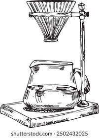 Old filter coffee maker hand drawn sketch