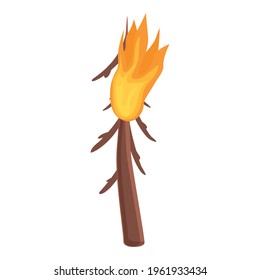 Old fir tree in flame icon. Cartoon of Old fir tree in flame vector icon for web design isolated on white background