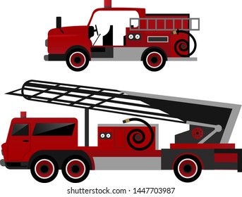 Old Fire truck on a white background.