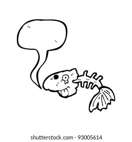 old fish bones cartoon with speech bubble