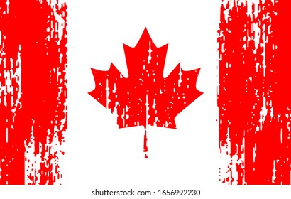Old flag of Canada in the style of scratched paint on the wall 