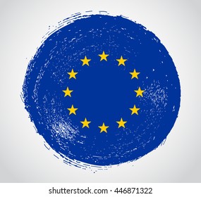 Old flag of EU.Grunge flag of European Union.Vector template.