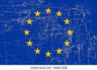 Old flag of EU.Grunge flag of European Union.Vector template.