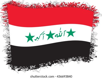 Old Flag of Iraq 1991Ã¢??2004. Vector illustration of a stylized flag. Shaggy edge.