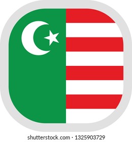 Old Flag of Mwali Sultanate. Rounded square icon on white background, vector illustration.