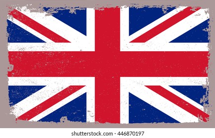 Old flag of UK.Grunge British flag.Vector template.