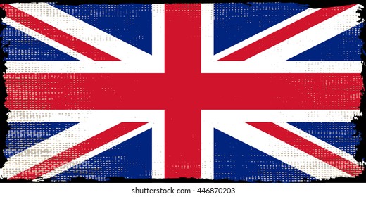 Old flag of UK.Grunge British flag.Vector template.