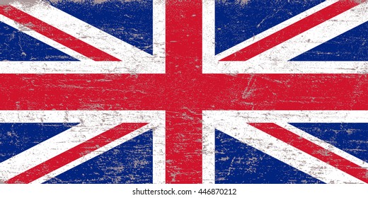 Old flag of UK.Grunge British flag.Vector template.
