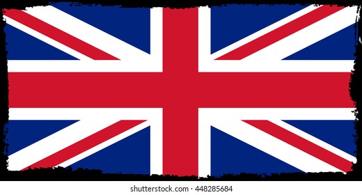 Old flag of UK.Grunge British flag.Vector template.