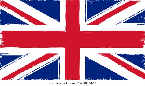 Old flag of United Kingdom.Vector grunge UK flag.