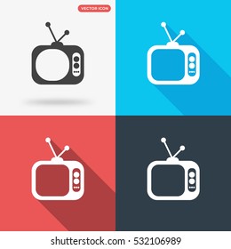Old flat television icon illustration isolated vector sign symbol