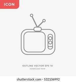 Old flat television icon illustration isolated vector sign symbol