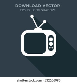 Old flat television icon illustration isolated vector sign symbol