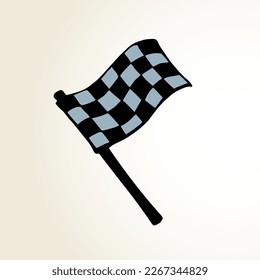 Old flat wave 1 object sporty traffic triumph signal. Freehand outline ink hand drawn drag truck kart go logo pictogram emblem badge idea in art retro doodle cartoon style pen on paper space for text