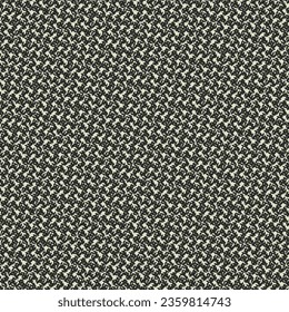 Old flecked cloth woven in black and white. Close-up, tweed fabric. Retro textile material made of wool or cotton. Rustic blanket texture. Abstract vector.