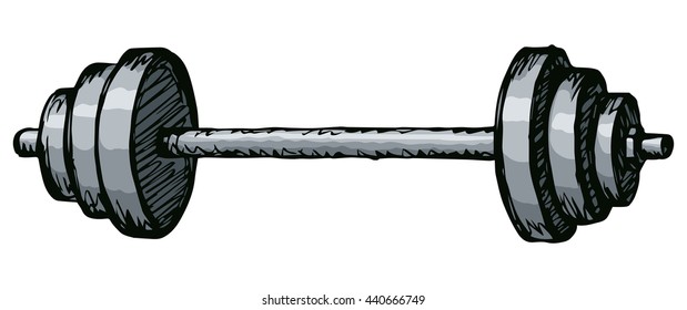 Old flex gray crossbar isolated on white background. Freehand outline ink hand drawn picture sketchy in retro scrawl style pen on paper. Closeup view with space for text