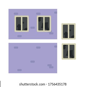 old floor of a high-rise building with broken windows. Vector illustration for videos and books