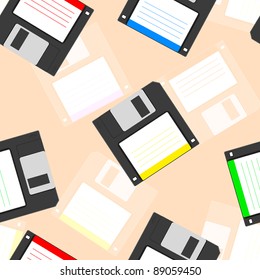 Old floppy disc for computer data storage.  Seamless wallpaper.