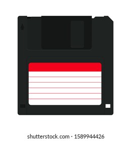 Old floppy disk. Retro diskette. Isolated on white background. Vector illustration.