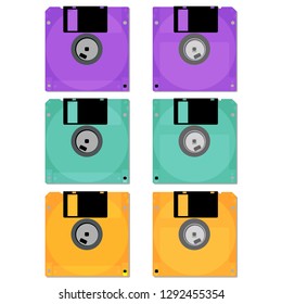 Old Floppy. Outdated Computer Technology. Vector Illustration.