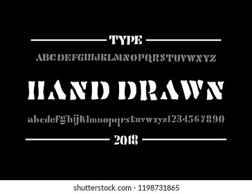 Old font. Hand drawn type face. Vector typography illustration. Alphabet design for logo, lettering and prints.