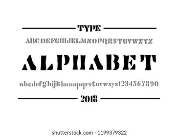 Old font. Hand drawn type face. Vector typography illustration. Alphabet design for logo, lettering and prints.