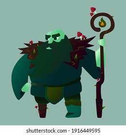 Old forest grandfather dwarf. Character for the game. Boss for 2D games.