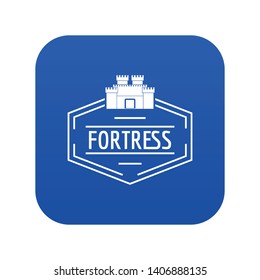 Old fortress icon blue vector isolated on white background
