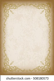 Old frame with the blacked out edges and a blank space for text. Retro vintage greeting card, invitation or template for notes.