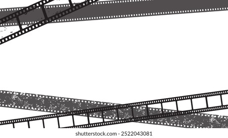 old frame cinematic filmstrip borders and distressed, aged frames horizontal for banners presentations
