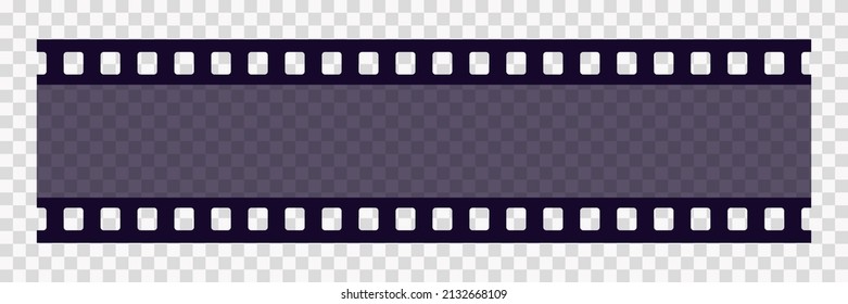 Old frame cinematic in retro style on transparent background. Vintage cinema movie strip vector illustration. Film border cinema design element.