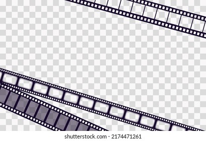 Viejo marco cinemático de estilo retro con fondo transparente. Ilustración vectorial de la tira de película de cine de época. Elemento de diseño cinematográfico de borde cinematográfico.