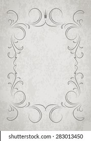 Old frame with crown on grunge style background with blank space for text. Retro vintage greeting card or invitation.