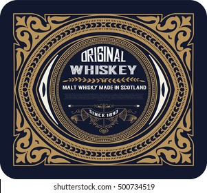 Old frame label design for Whiskey and Wine label, Restaurant, Beer label. 