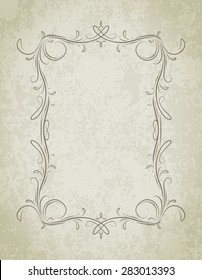 Old frame on grunge style background with blank space for text. Retro vintage greeting card or invitation.