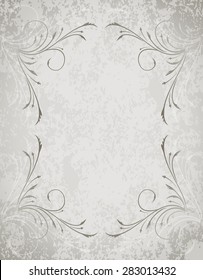 Old frame on grunge style background with blank space for text. Retro vintage greeting card or invitation.