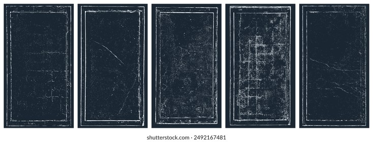 Old frame photo background. Black and white grunge. Realistic texture overlay, worn paper effect. Menu poster collection. Torn, weathered effect. Set vector illustration, EPS 10.